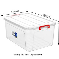Thùng chữ nhật Duy Tân 90L nhựa trong - No.1244