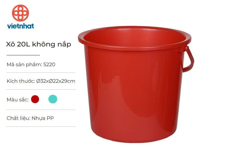 Xô 20L không nắp 5220 - Việt Nhật